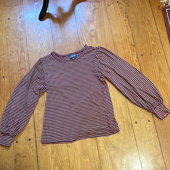 ModCloth striped long sleeved knit top with full bishop sleeves - Picture 2 of 3